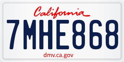 CA license plate 7MHE868