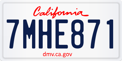 CA license plate 7MHE871