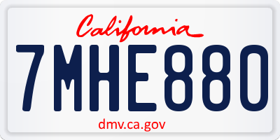CA license plate 7MHE880