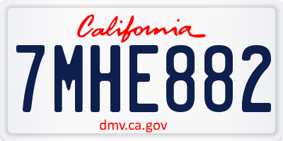 CA license plate 7MHE882