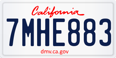 CA license plate 7MHE883