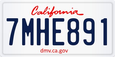 CA license plate 7MHE891