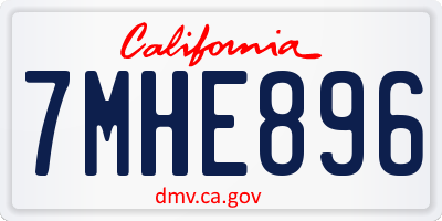CA license plate 7MHE896