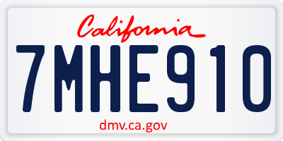 CA license plate 7MHE910