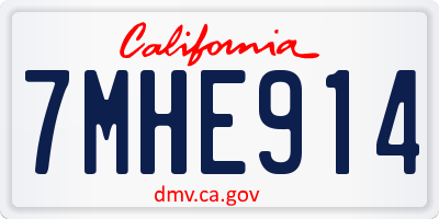 CA license plate 7MHE914