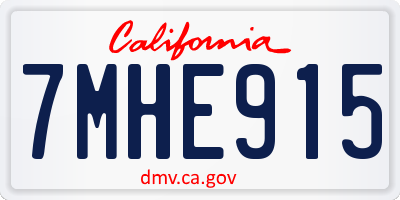 CA license plate 7MHE915