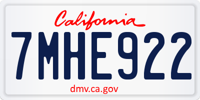 CA license plate 7MHE922