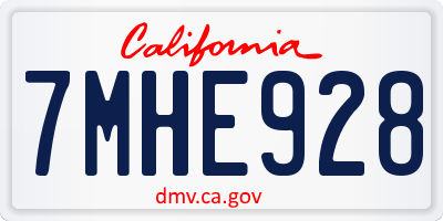 CA license plate 7MHE928
