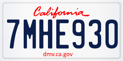 CA license plate 7MHE930