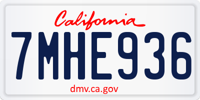 CA license plate 7MHE936