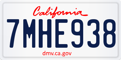CA license plate 7MHE938