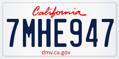 CA license plate 7MHE947