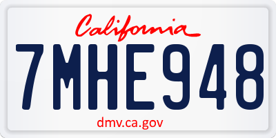 CA license plate 7MHE948