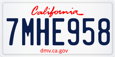 CA license plate 7MHE958