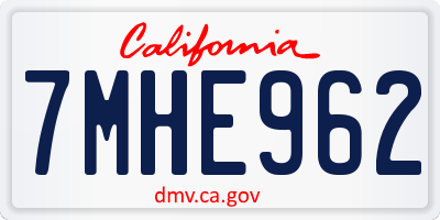 CA license plate 7MHE962