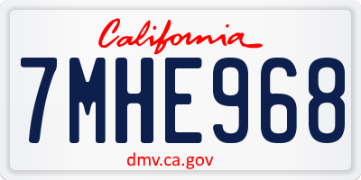 CA license plate 7MHE968