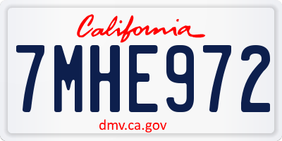 CA license plate 7MHE972