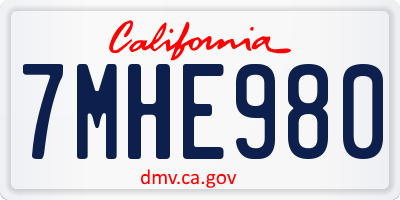 CA license plate 7MHE980