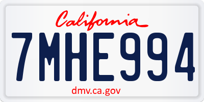 CA license plate 7MHE994