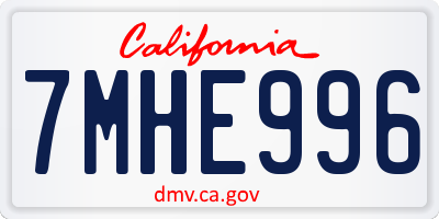 CA license plate 7MHE996