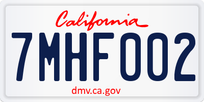 CA license plate 7MHF002