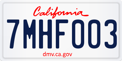 CA license plate 7MHF003
