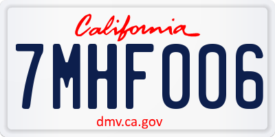 CA license plate 7MHF006