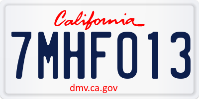 CA license plate 7MHF013