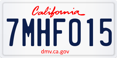 CA license plate 7MHF015