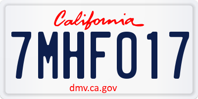 CA license plate 7MHF017