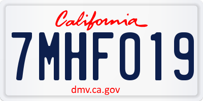 CA license plate 7MHF019