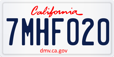 CA license plate 7MHF020