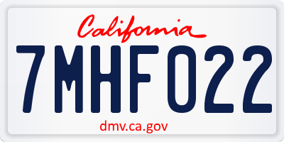 CA license plate 7MHF022