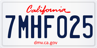 CA license plate 7MHF025