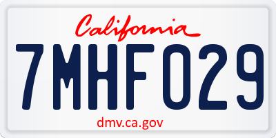 CA license plate 7MHF029