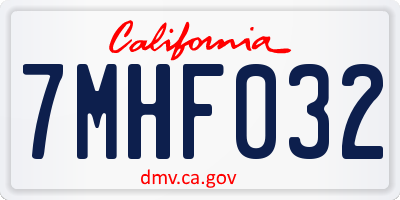 CA license plate 7MHF032