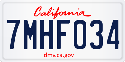 CA license plate 7MHF034
