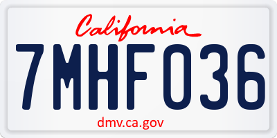 CA license plate 7MHF036