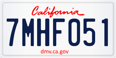 CA license plate 7MHF051
