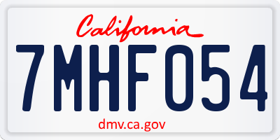 CA license plate 7MHF054