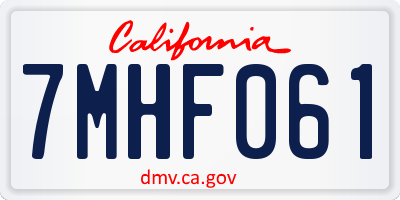 CA license plate 7MHF061