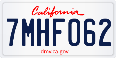 CA license plate 7MHF062