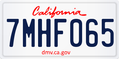 CA license plate 7MHF065