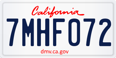 CA license plate 7MHF072