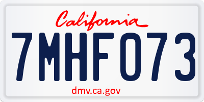CA license plate 7MHF073