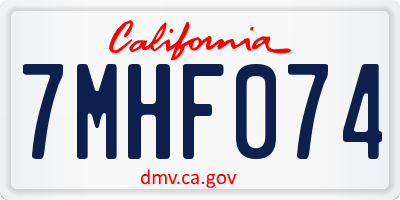 CA license plate 7MHF074
