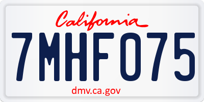CA license plate 7MHF075
