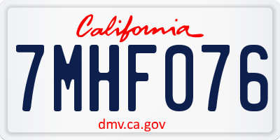 CA license plate 7MHF076