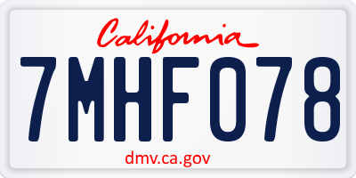 CA license plate 7MHF078