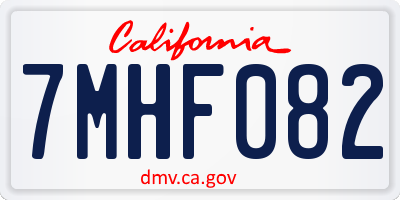 CA license plate 7MHF082